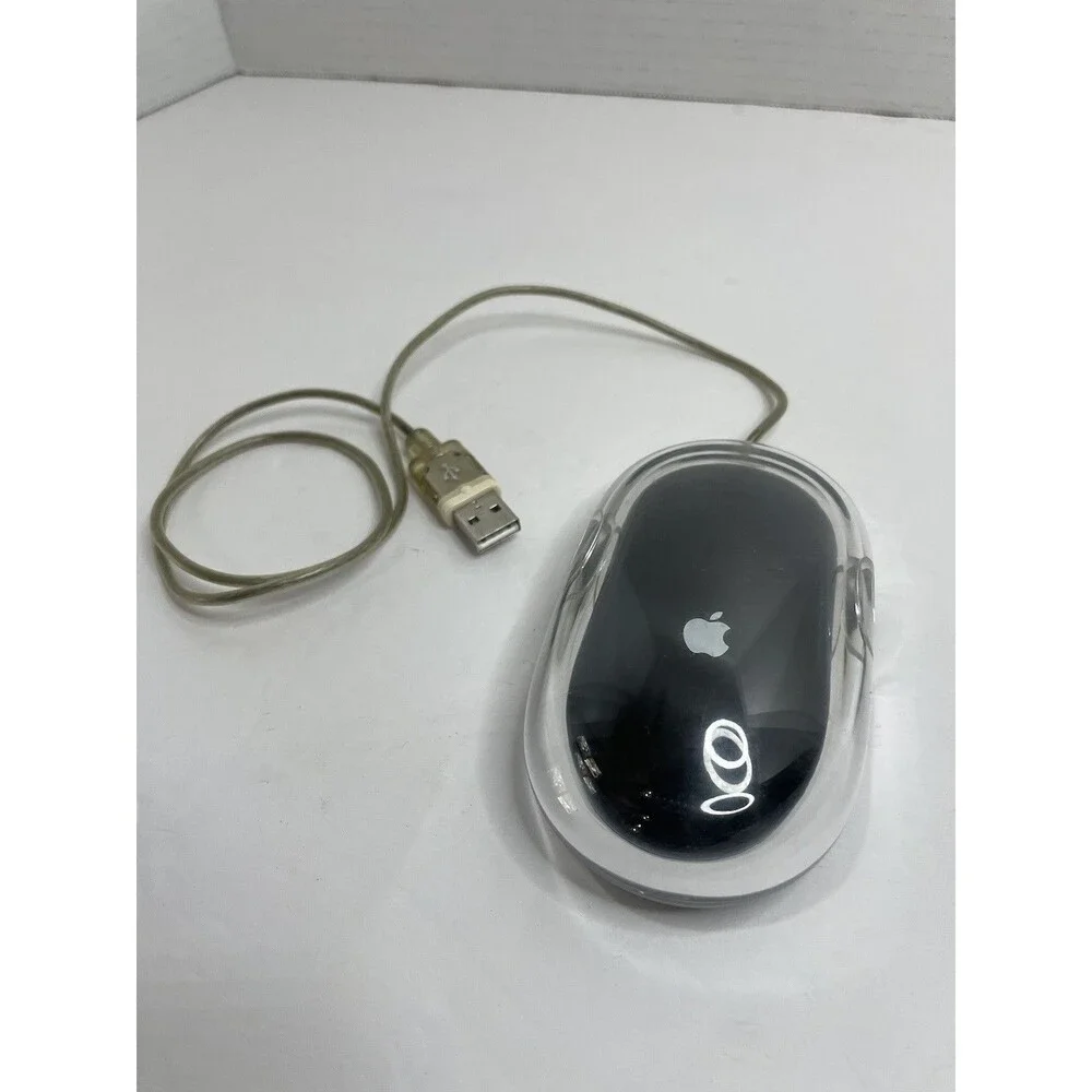 Vintage Apple Pro Mouse M5769 Black Clear USB Wired Optical Tested